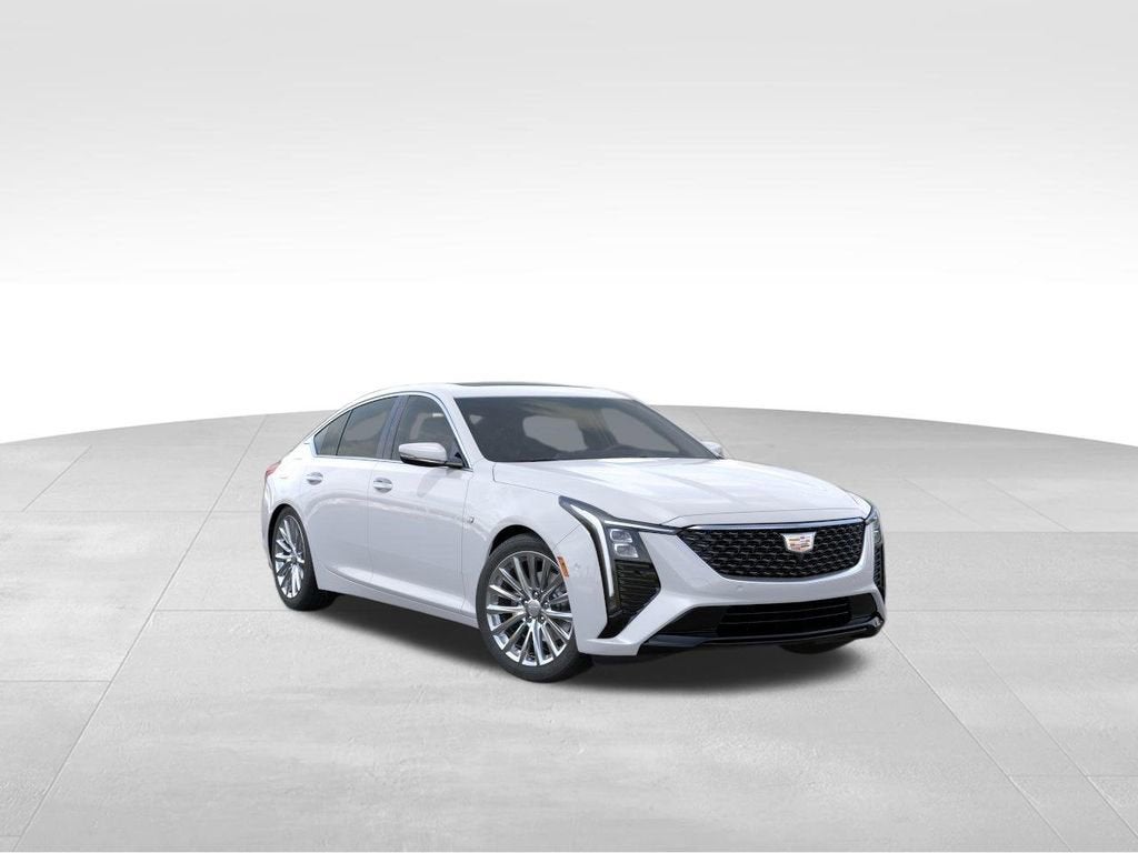 2026 Cadillac CT5 Premium Luxury in Summit White — front three-quarter view