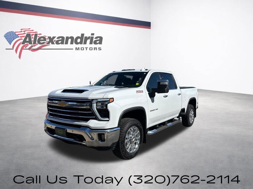 2025 Chevrolet Silverado 3500 HD LTZ in Summit White — front three-quarter view