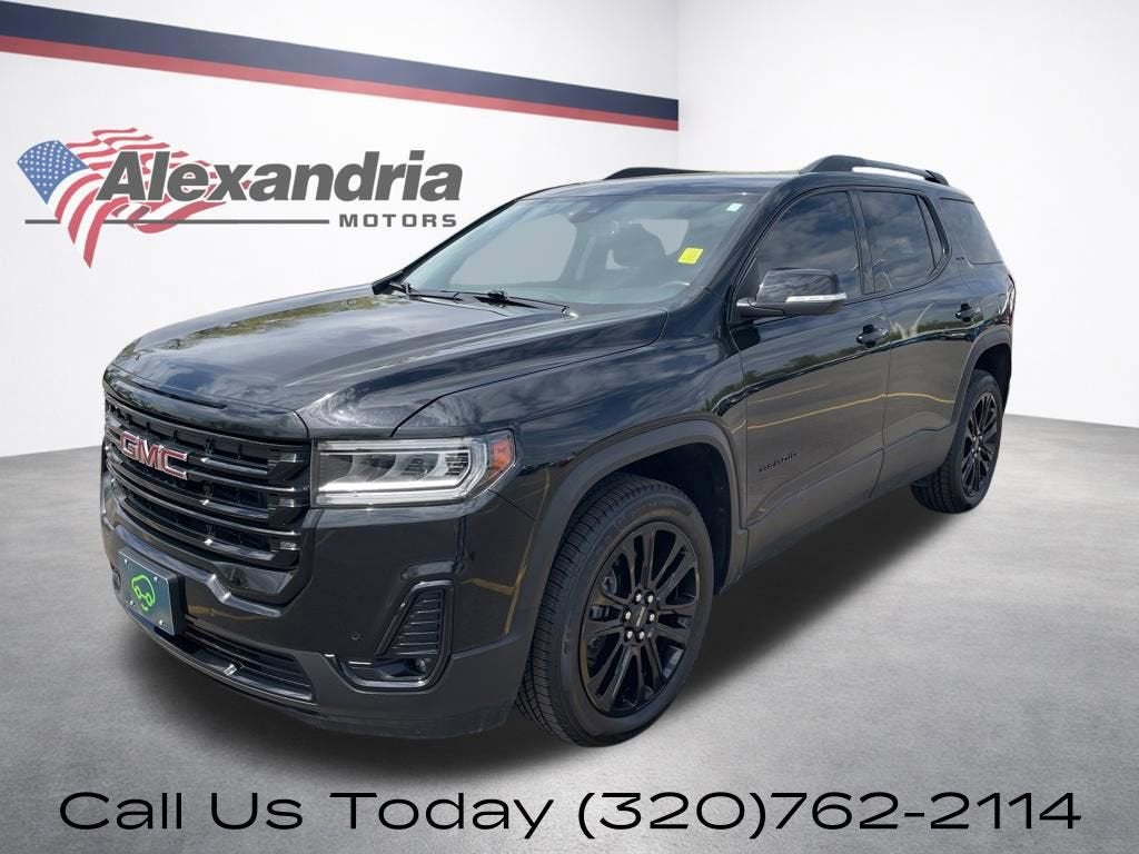 2022 GMC Acadia SLT in Ebony Twilight Metallic — front three-quarter view