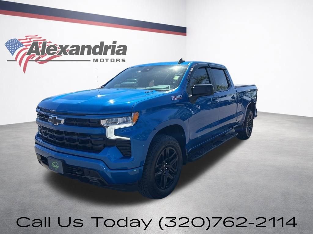 2023 Chevrolet Silverado 1500 RST in Glacier Blue Metallic — front three-quarter view