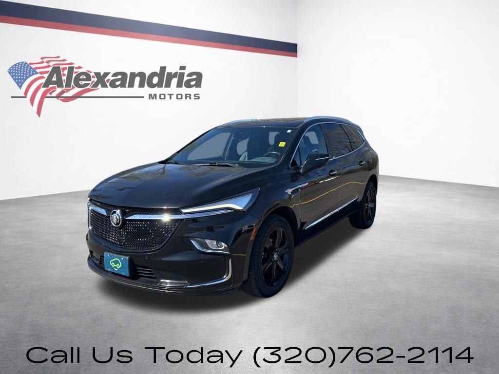 2023 Buick Enclave Essence in Ebony Twilight Metallic — front three-quarter view